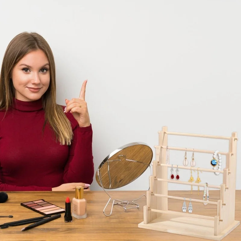 Abnehmbarer Schmuckhalter aus Holz mit 2 bis 6 Etagen