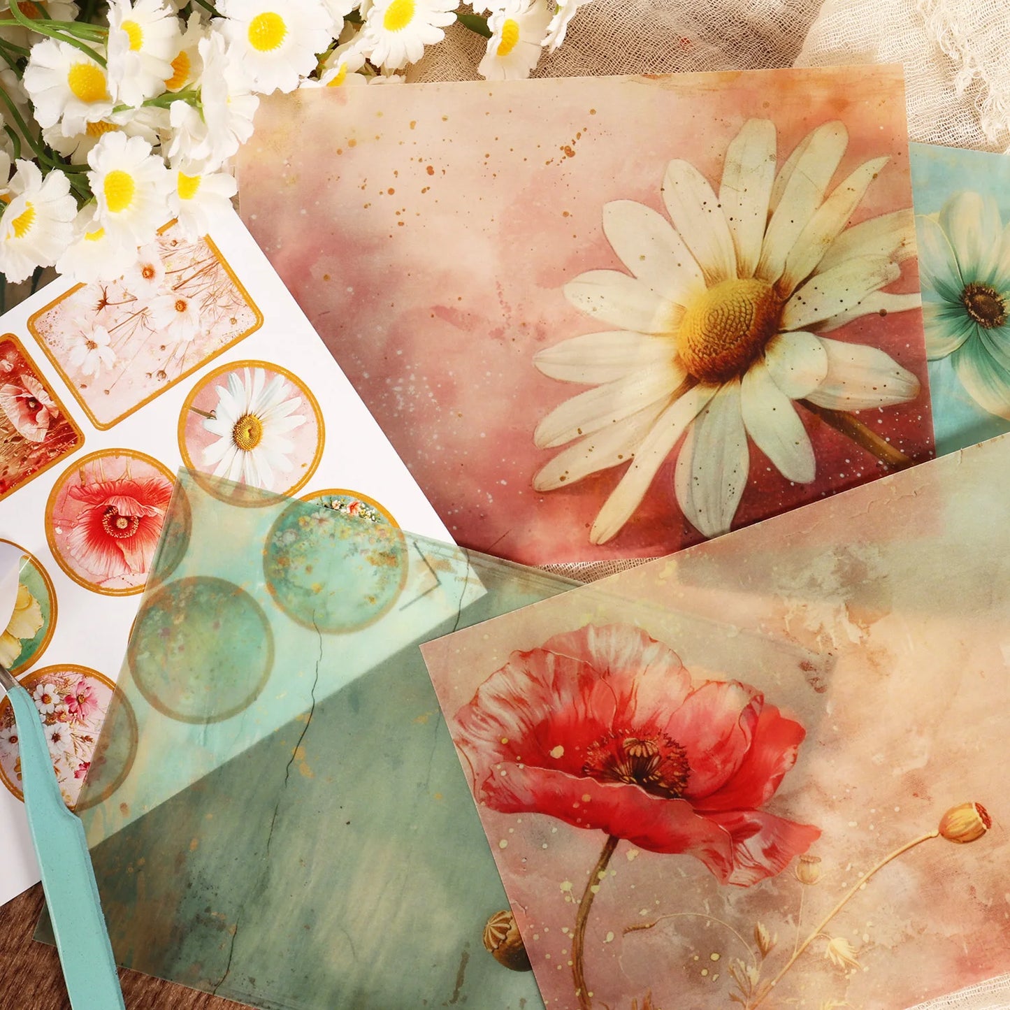 16-teiliges Bastelpapier-Set mit Aufklebern für Scrapbooking - DIY