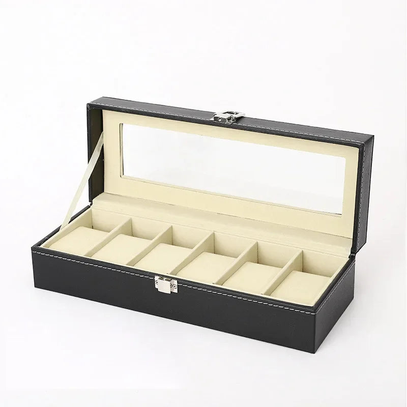 PU Leder Uhrenbox mit Glasdeckel für Männer - Organizer-Yabubest - Home & More