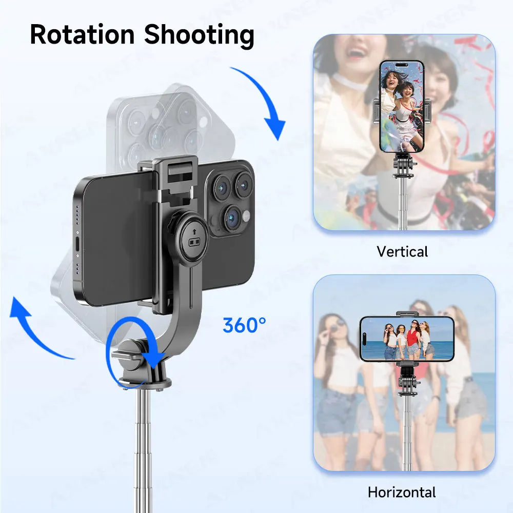 Selfie Stick Stativ mit Bluetooth Fernbedienung 360 Grad Rotation schwarz