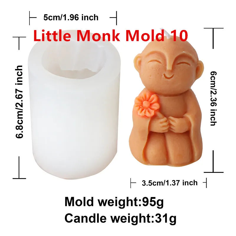 3D Silikon Kerzenform Kleine Buddha Mönch für DIY Dekoration