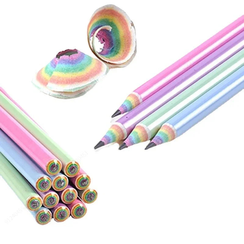 12er-Pack HB Bleistifte aus Papier in Regenbogenfarben für Kinder