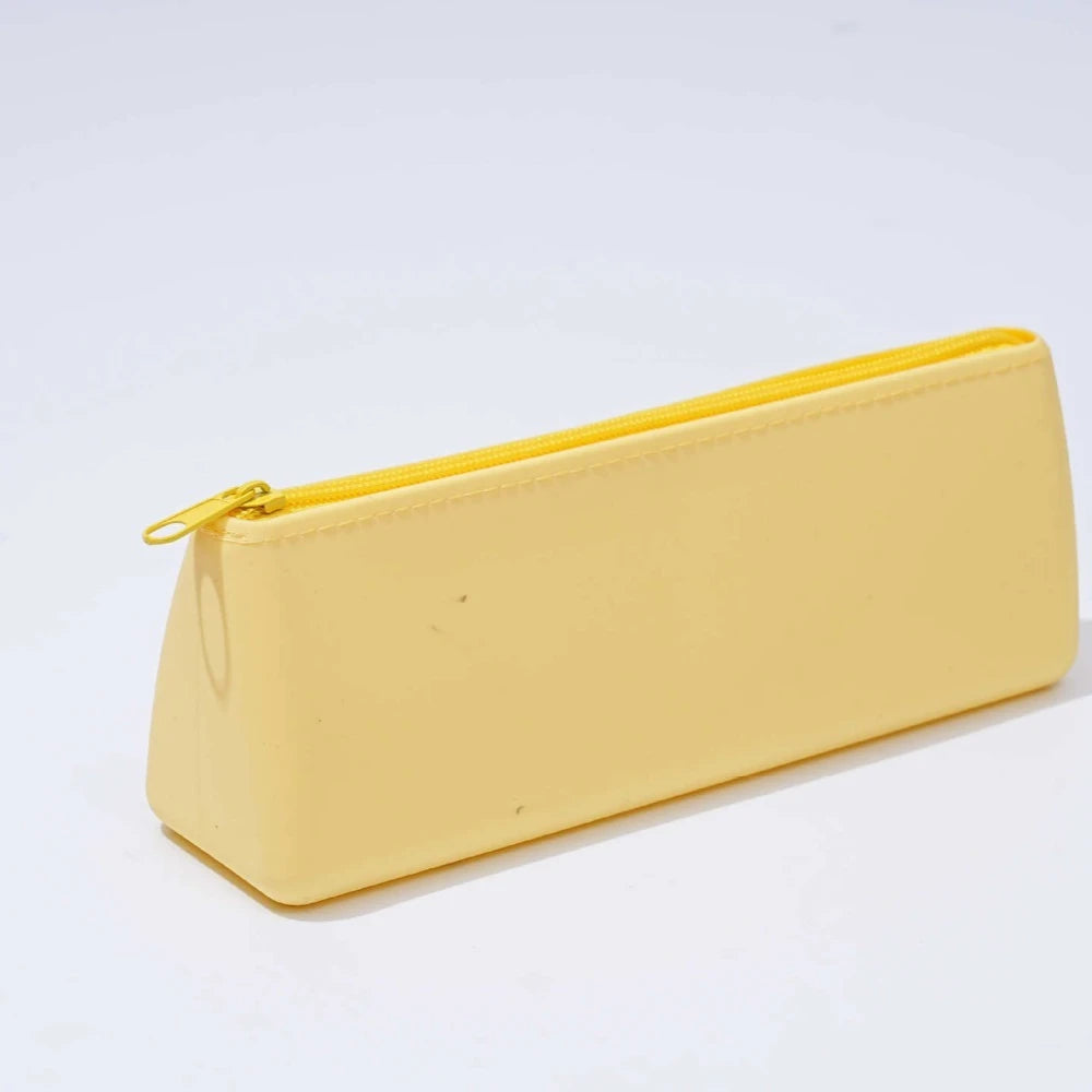 Einfarbige Silikon Federmäppchen mit großem Fassungsvermögen und Reißverschluss