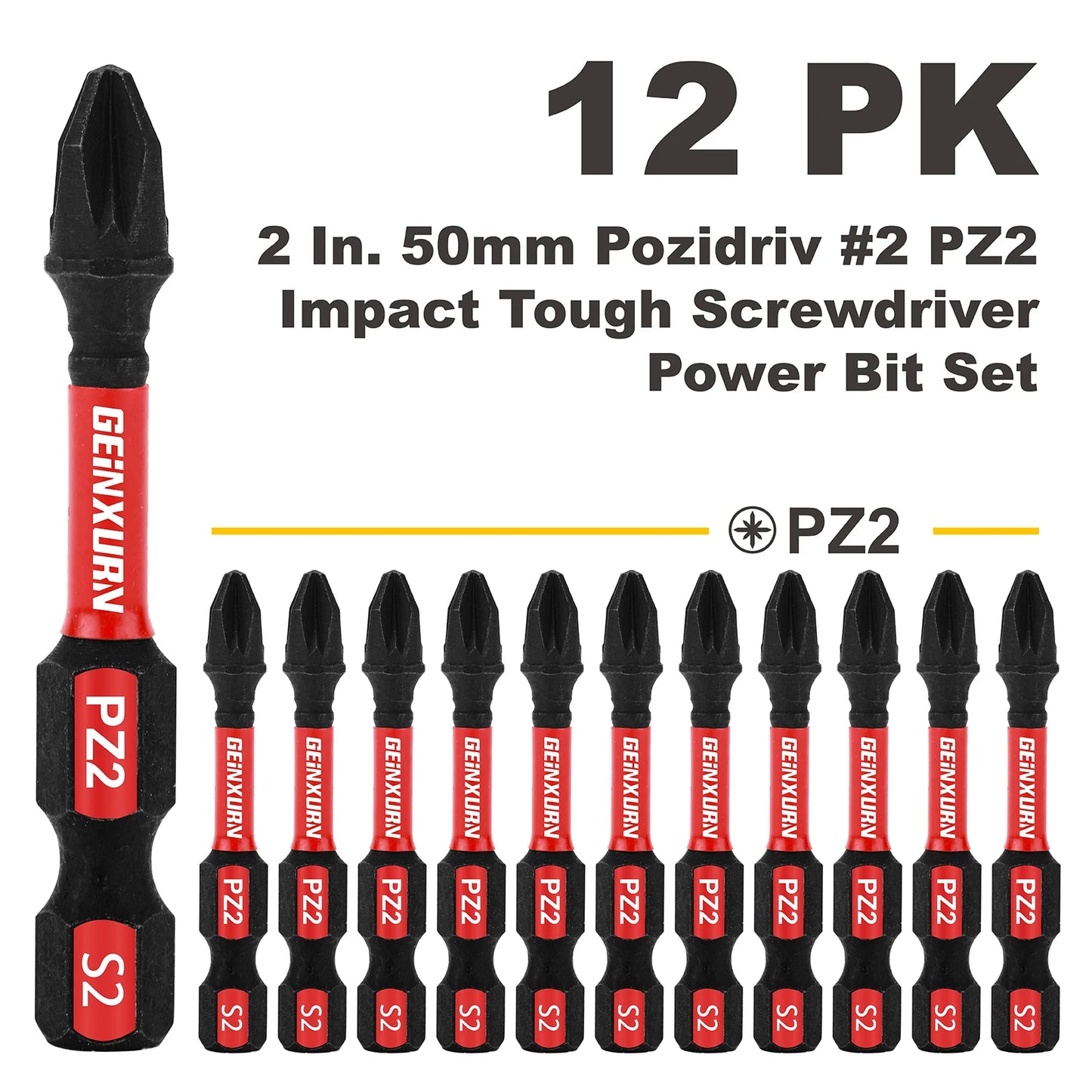 Schlagfestes Pozidriv PZ2 Schrauber Bit Set aus S2 Legiertem Stahl