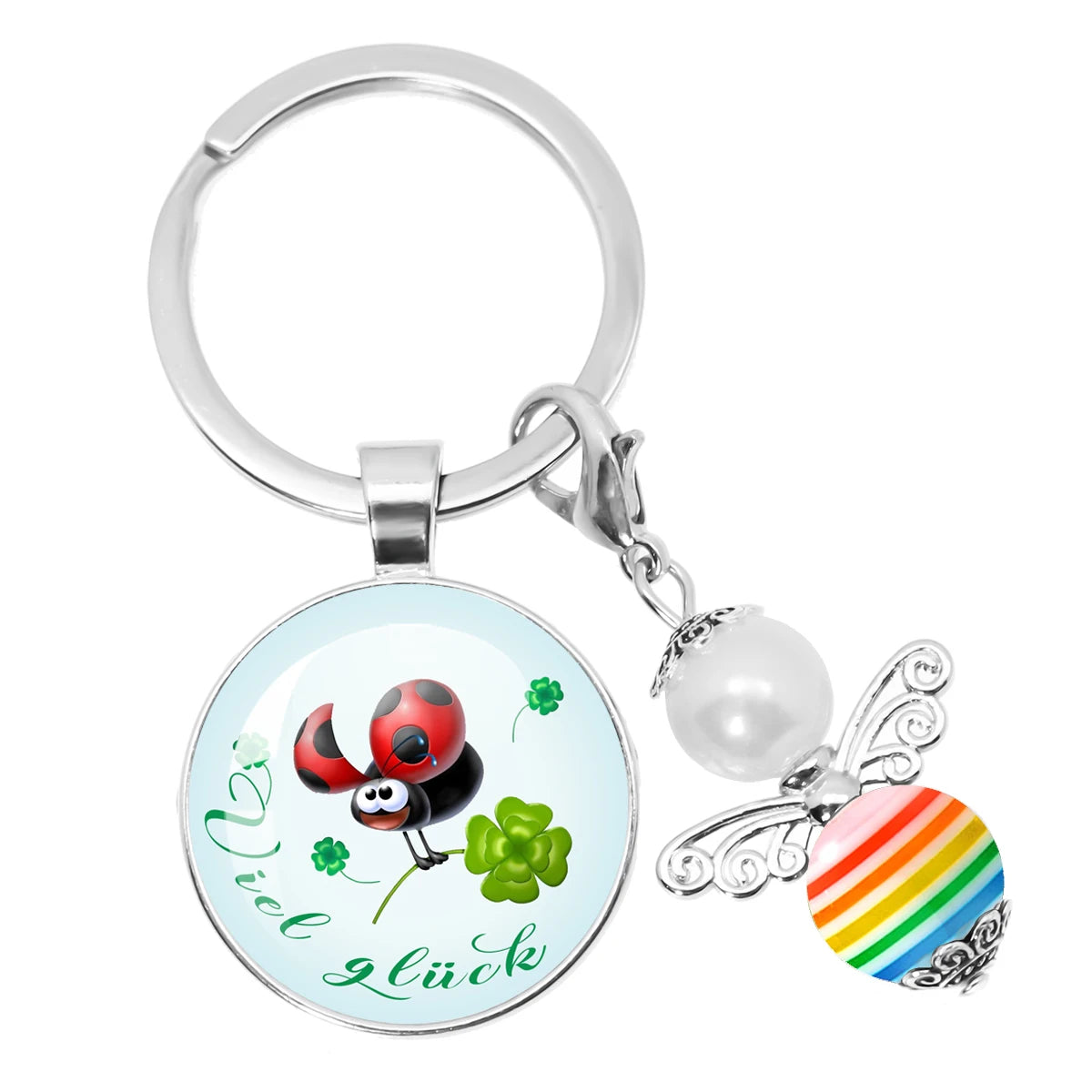 Glücksbringer Schlüsselanhänger mit vierblättrigem Kleeblatt Design