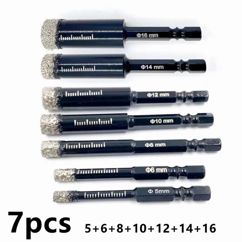 5-16mm Diamantbohrer Set für Fliesen, Marmor, Granit – Sechskantschaft Trocken