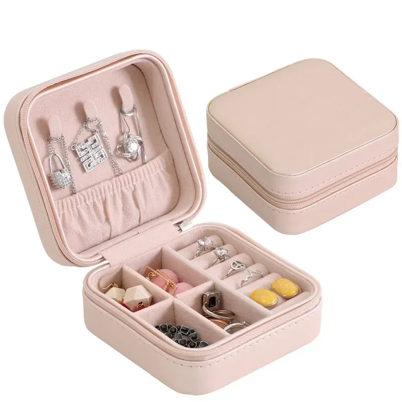 Tragbare Leder Schmuck Organizer für Reisen - Ringe, Ketten, Ohrringe sicher verstauen