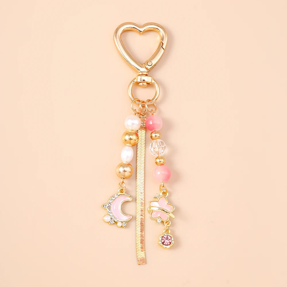 Herz Wolke Stern Mond Kristall Schlüsselanhänger für Frauen Mädchen