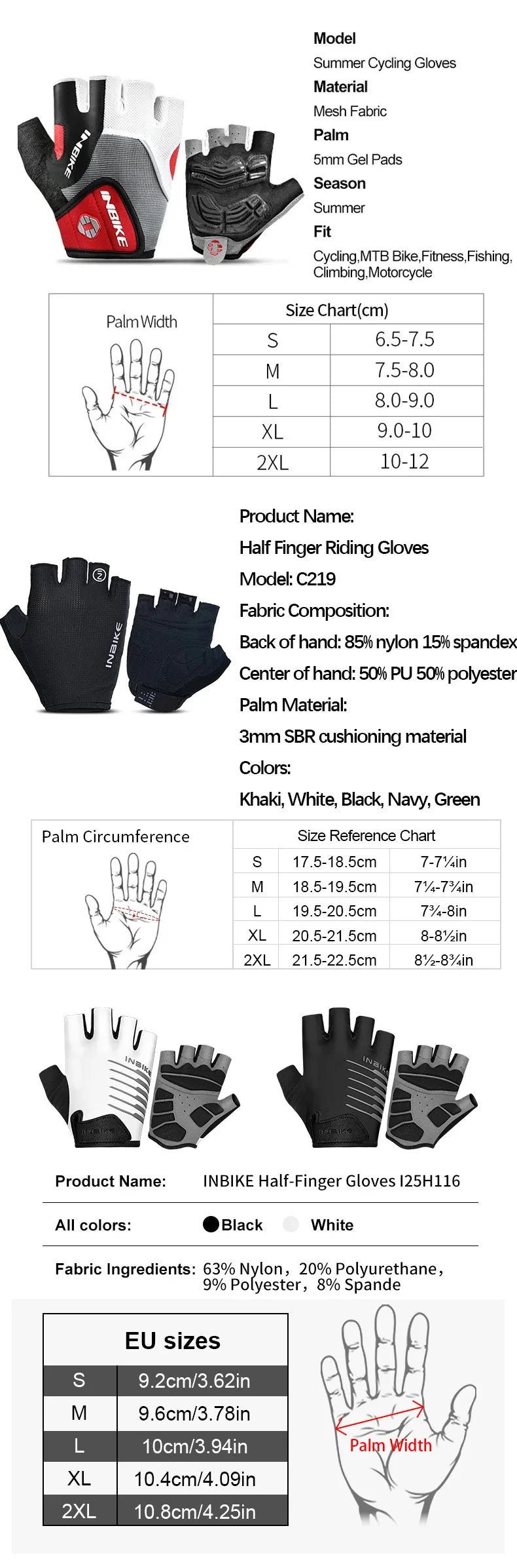 Halb Finger Fahrradhandschuhe mit stoßfestem Gel Polster