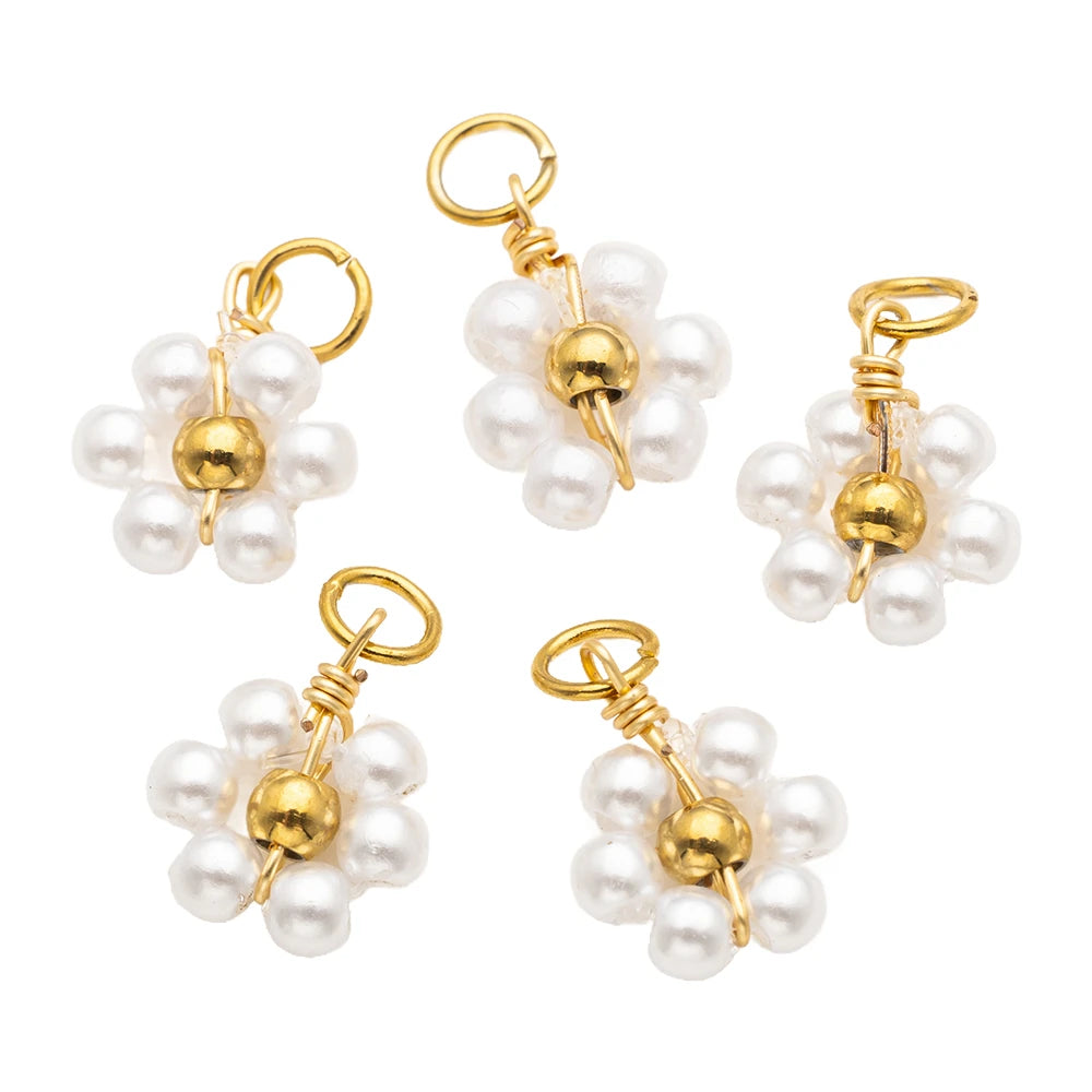 10er Set Edelstahl Blumen Charms für DIY Schmuckherstellung 10x16 mm