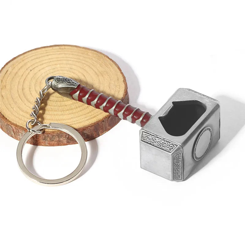 Robuster Thor Hammer Flaschenöffner Schlüsselanhänger in antik silberner Zink-Legierung