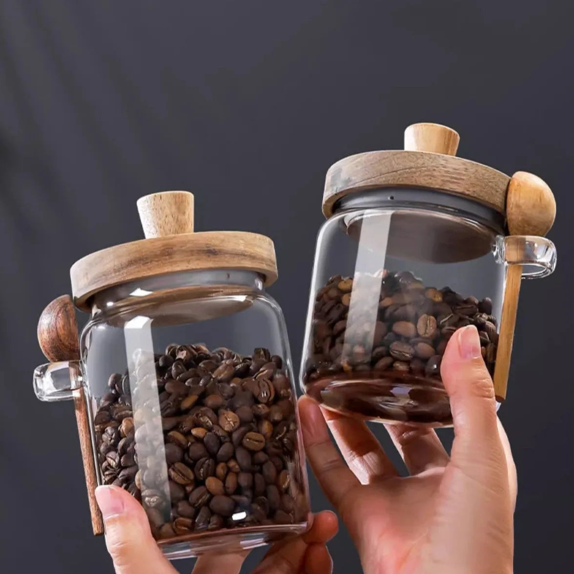 Luftdichte Vorratsgläser mit Holzdeckel - Löffel – stilvoll, praktisch 400–900 ml