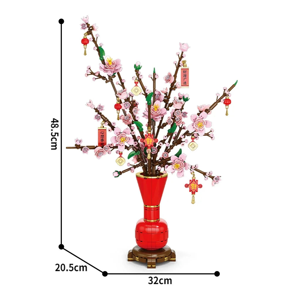 Blumenstrauß Bauset Pfirsichblüte Narzisse Dekoration Bausteine Set-Yabubest - Home & More