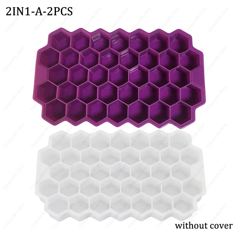 Premium Silikon Eiswürfelformen mit Deckel – Sechseckig, Wiederverwendbar