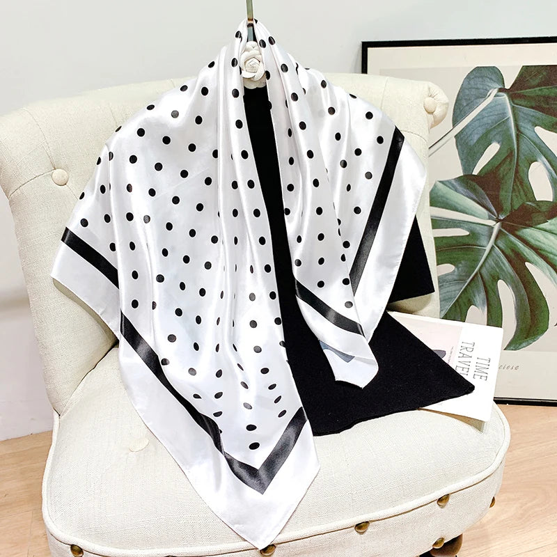 2024 seide Schal Quadrat Schal Für Frauen Drucken Stirnband Foulard Satin Hijab Haar Bands Halstuch Weibliche Kopf Wraps Bandana