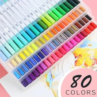 Doppelkopf Aquarell Marker Set bis 100 Farben für kreative Zeichnungen