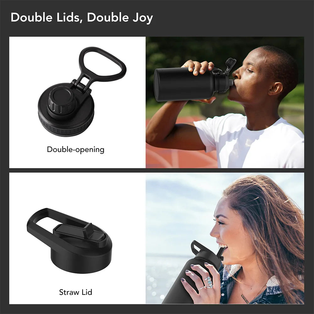 Großer 900ml Edelstahl Thermobecher mit Griff – Isoliert für Büro & Sport