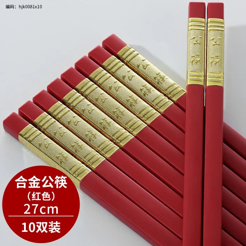 Extra Lange 27cm Essstäbchen aus Metall Legierung Rutschfest für Küche