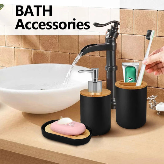 Badezimmer Set Seifenspender Zahnbuerstenhalter Seifenschale Kunststoff