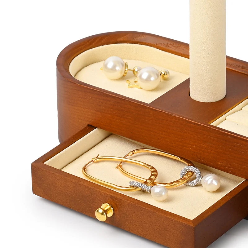 Praktischer Schmuck Organizer aus Holz mit vielseitigen Haltern