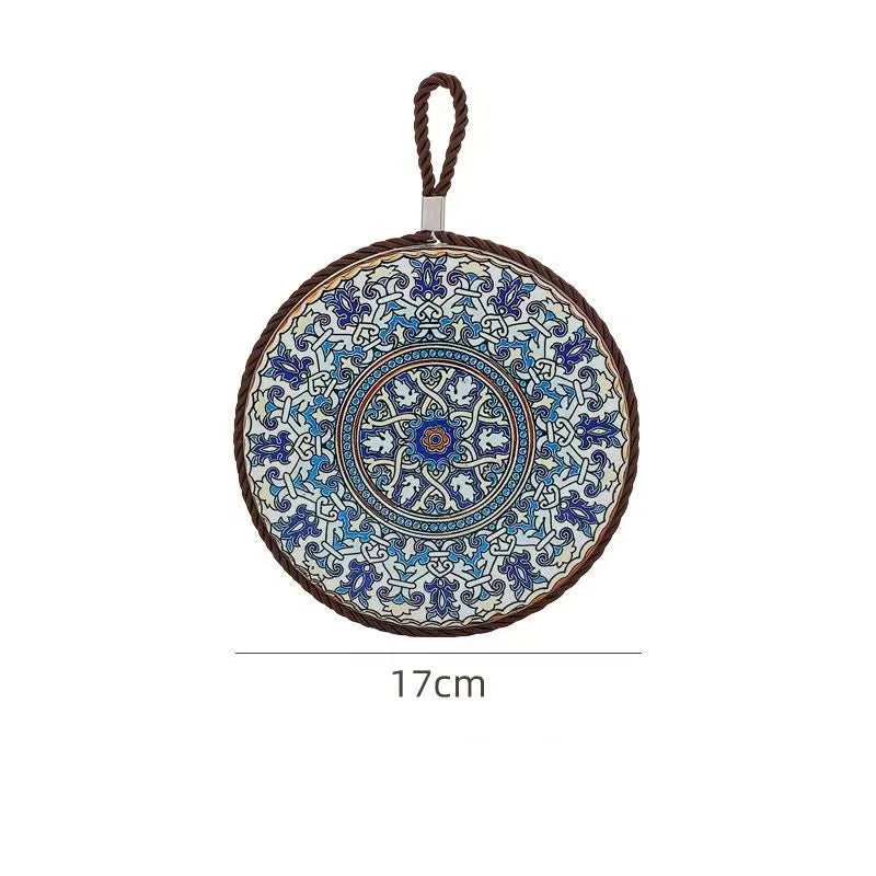 Wärmeisolierende vintage Keramik Untersetzer mit Korkboden