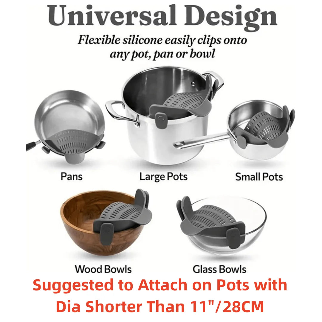 Verstellbares Clip-On Topfsieb für Töpfe Pfannen Schüsseln