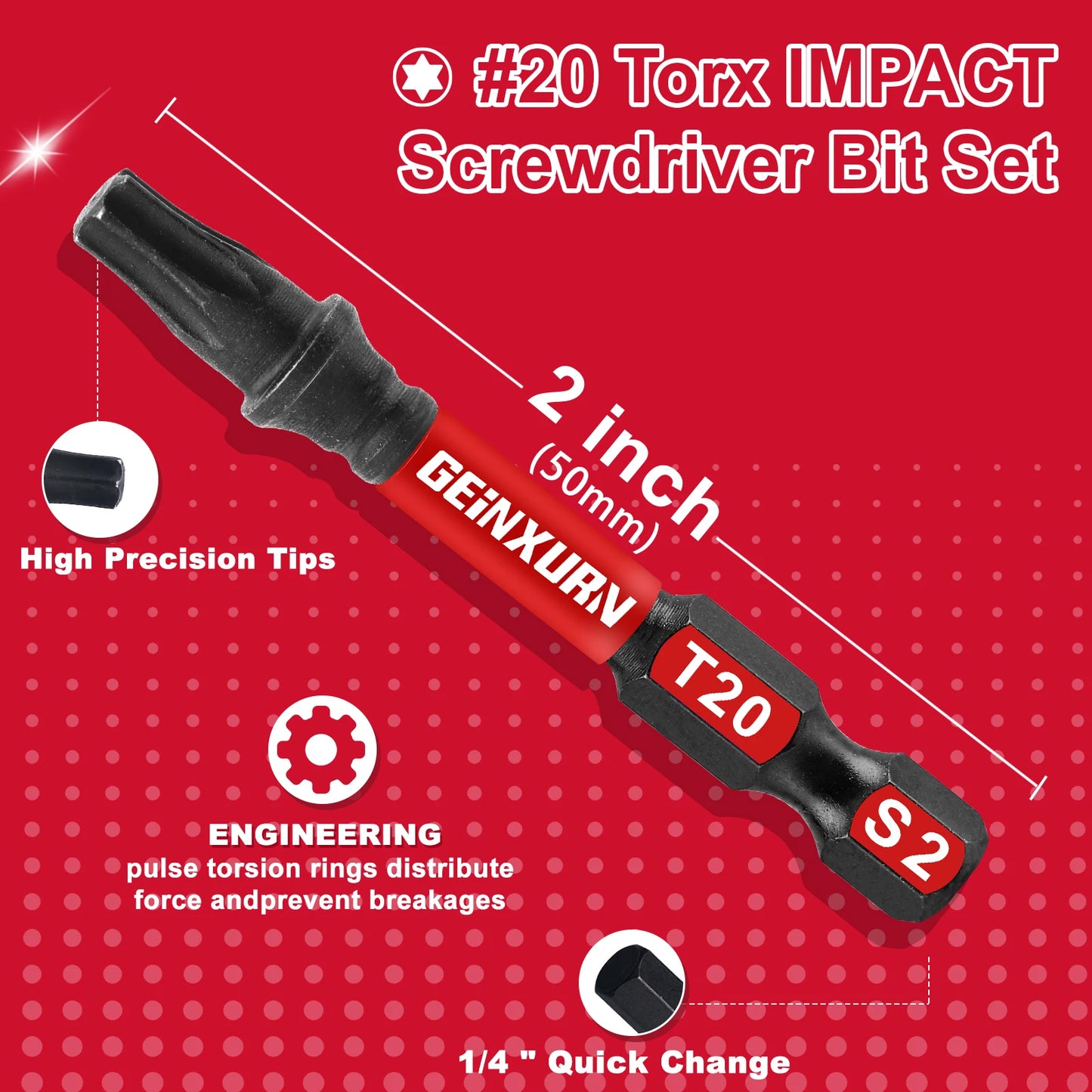 Magnetisches Torx-Bit-Set T7-T40 aus S2 Stahl, stoßfest - präzise, 10-teilig