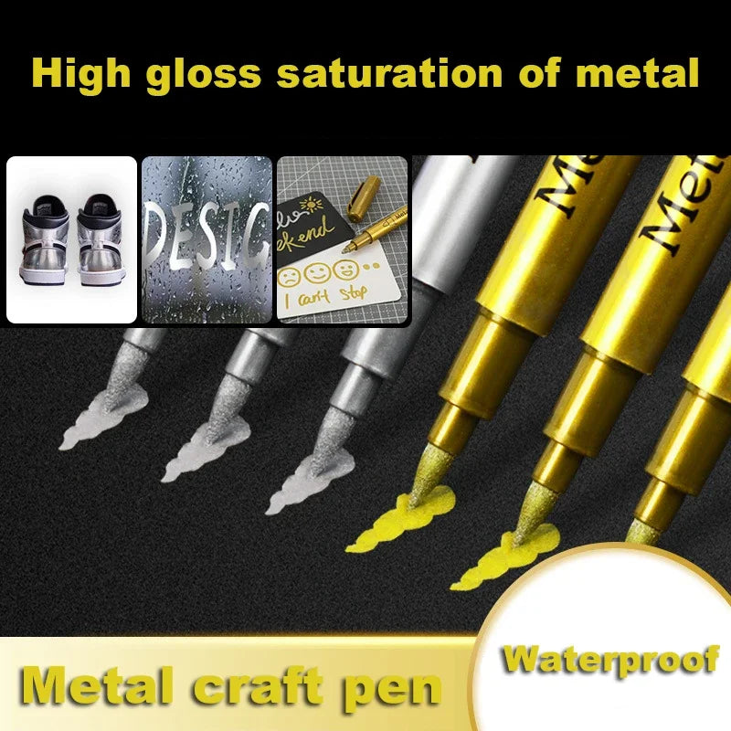 Glänzende Metallic Marker Gold - Silber – Permanente Pinselstifte für Kreative