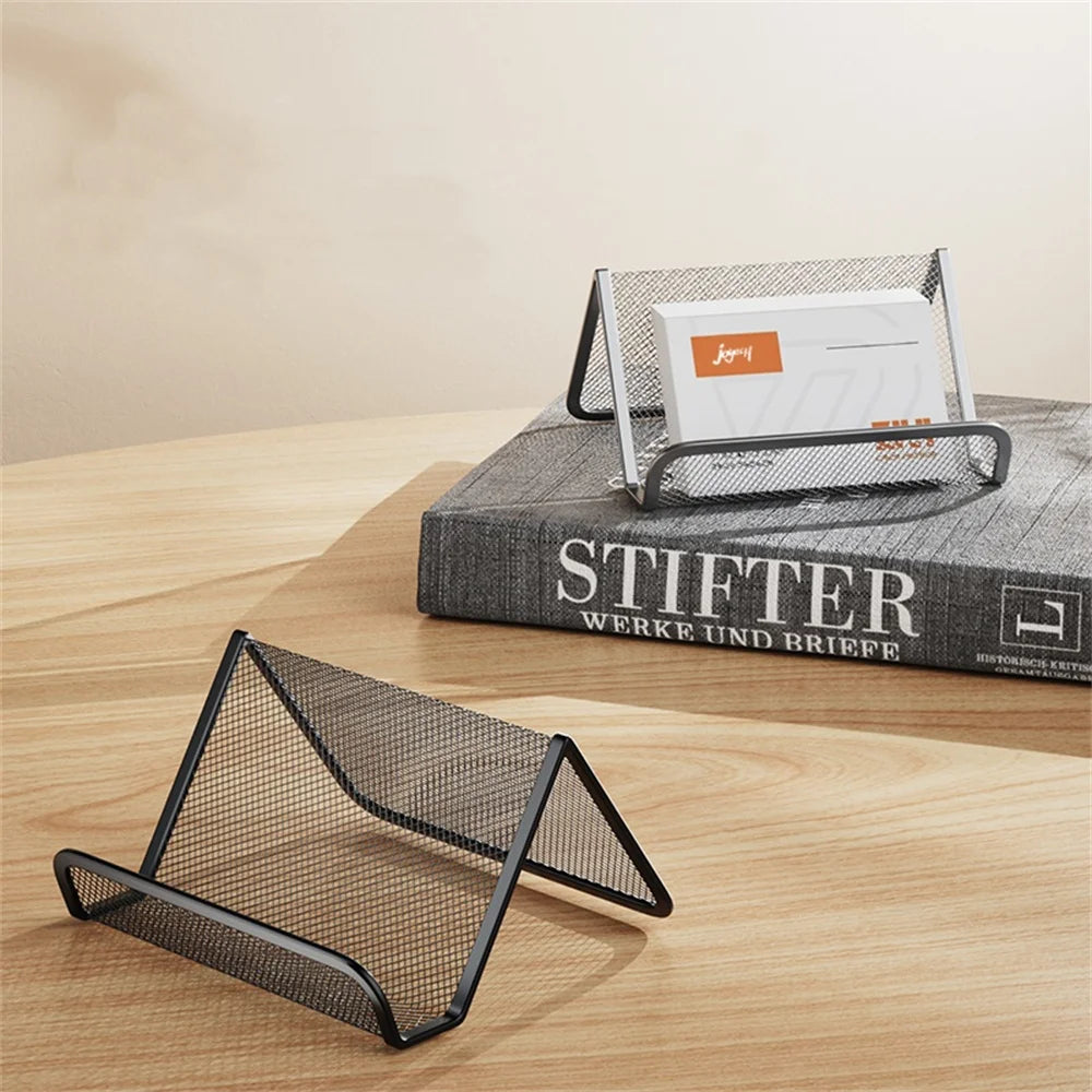 Schwarzer Metall Visitenkartenhalter und Desktop Organizer für Büro