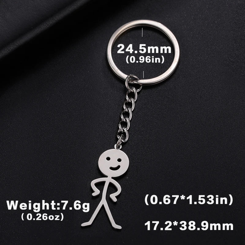 Stickman Schlüsselanhänger mit Mittelfinger Edelstahl für Auto - Tasche