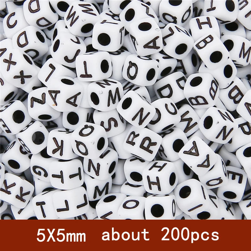6x6mm Quadratische Acryl Alphabet Perlen für DIY Schmuck Basteln