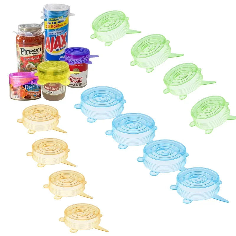 12er Pack BPA-freie flexible Silikondosenabdeckungen für Gläser und Dosen