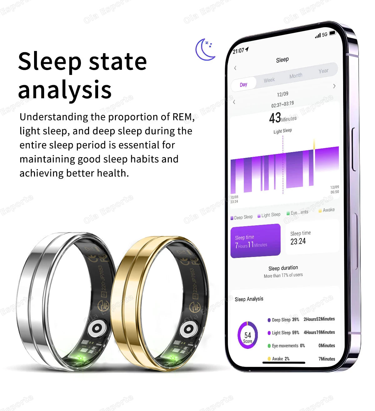 Wasserdichter Smart Ring mit Herzfrequenz und Blutdruck Sensor