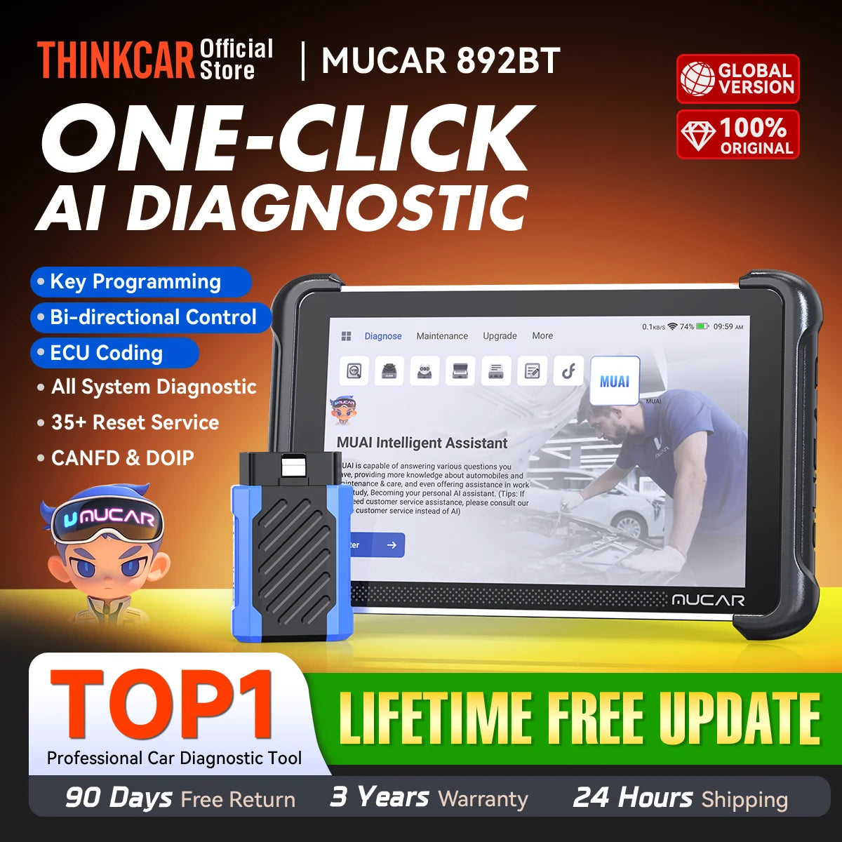 MUCAR 892BT Schlüsselprogrammer für Automobile mit TKEY 101