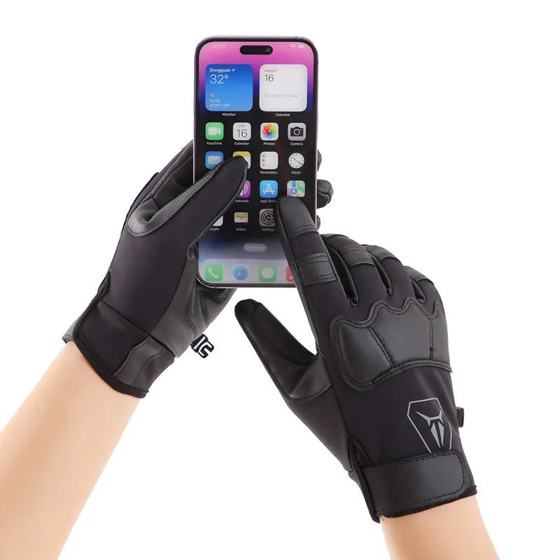 Vollfinger Handschuhe aus PU-Samt Rutschfest Wasserdicht für Outdoor Sport