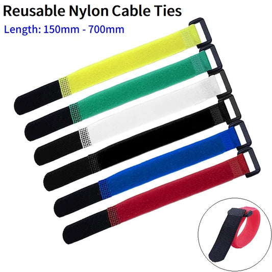 10 Stück Kabelbinder Wiederverwendbar – Nylonband 15-700mm für Kabel