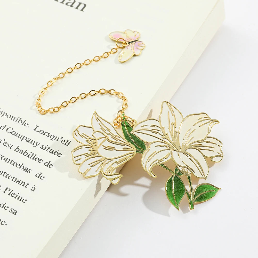 Metall-Lesezeichen Lotusblume grün für Buchliebhaber - Geschenkidee