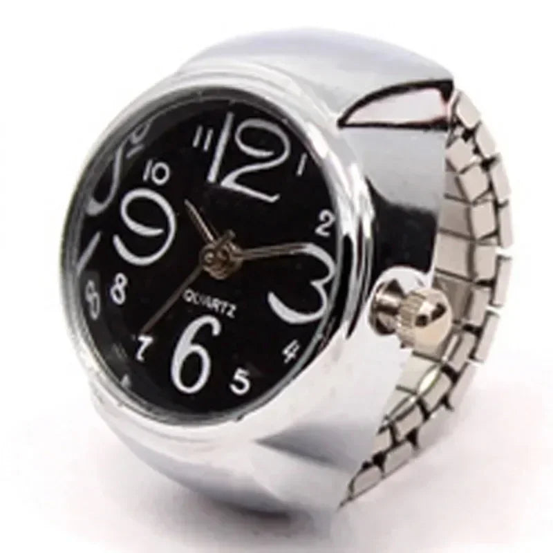 Mini Fingeruhr mit elastischem Band – Vintage Design für Damen - Herren