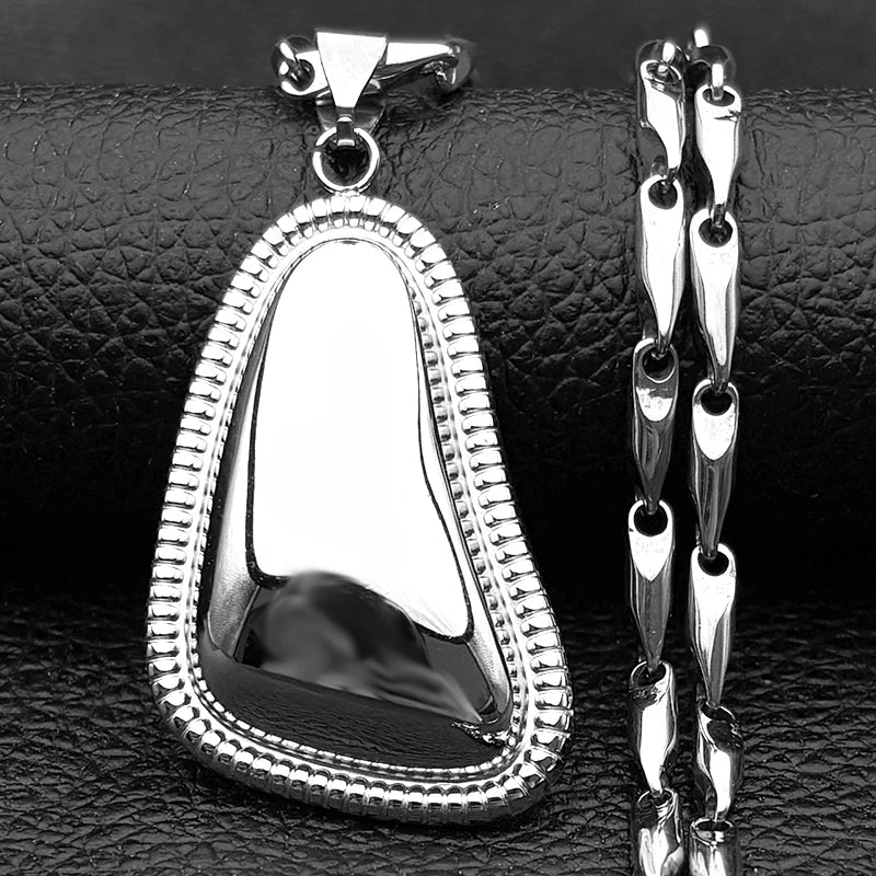 Hip-Hop Edelstahl Halskette mit unregelmäßigem dreieckigem Anhänger Unisex