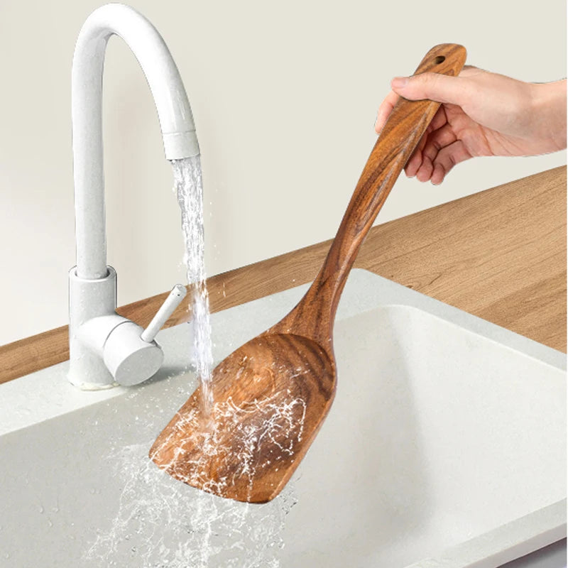 2-teiliges Akazienholz Spatelset mit ergonomischem Griff, langlebig - hitzebeständig