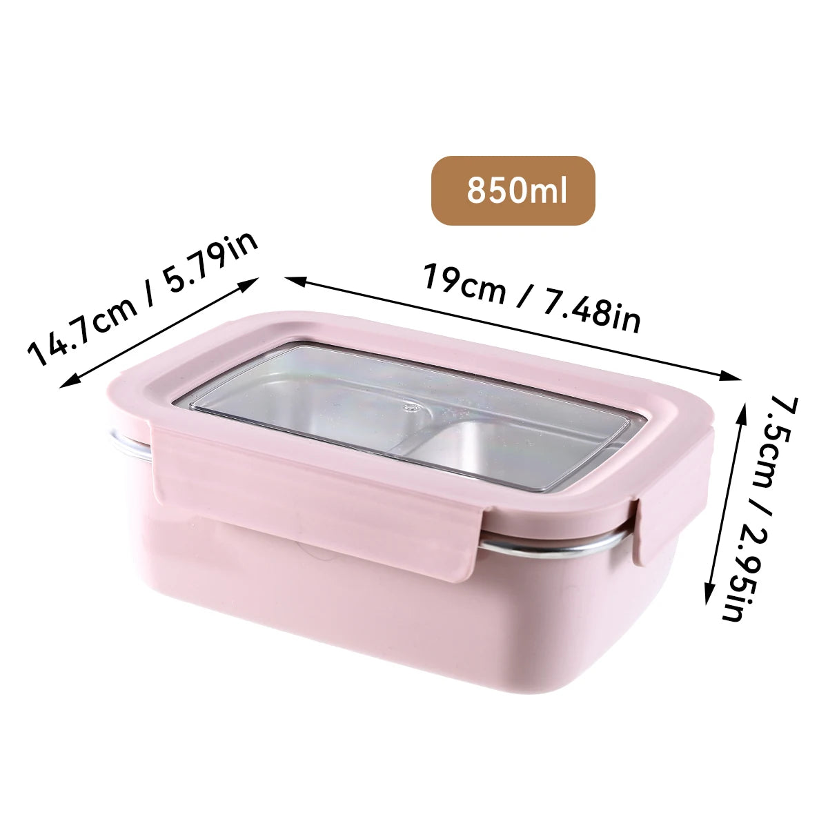 304 Edelstahl Geteilte Lunchbox – Mikrowelle, Dicht, für Schule & Büro