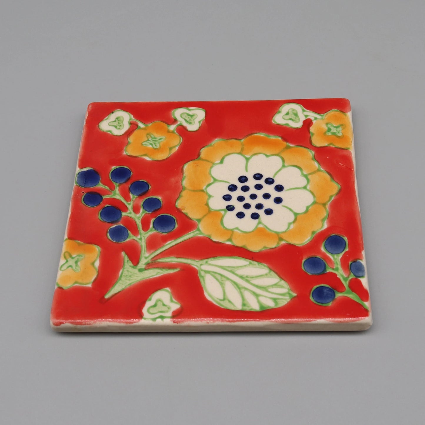 Dekorative quadratische Keramikuntersetzer 10x10 cm blau weiß