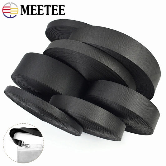 5m Schwarzes Nylon Gurtband 10-100mm für Taschen, Gurte, Haustier, DIY