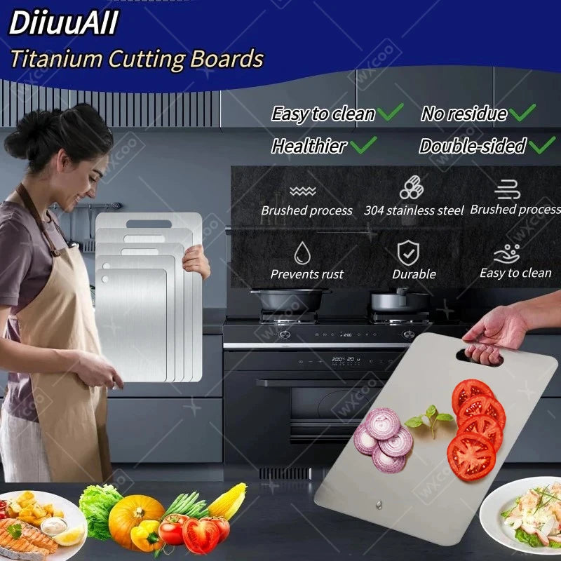 Doppelseitiges rundes Edelstahl Schneidebrett für Gemüse Obst und Fleisch