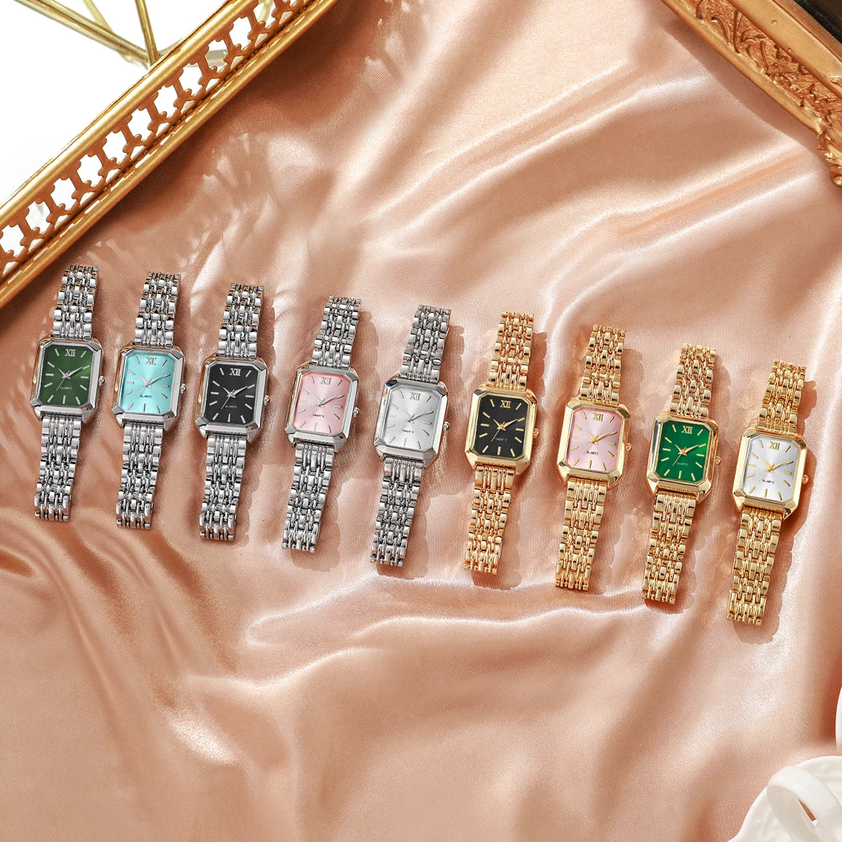 Elegantes Damen Uhr Set mit Quarzuhrwerk und Edelstahlband