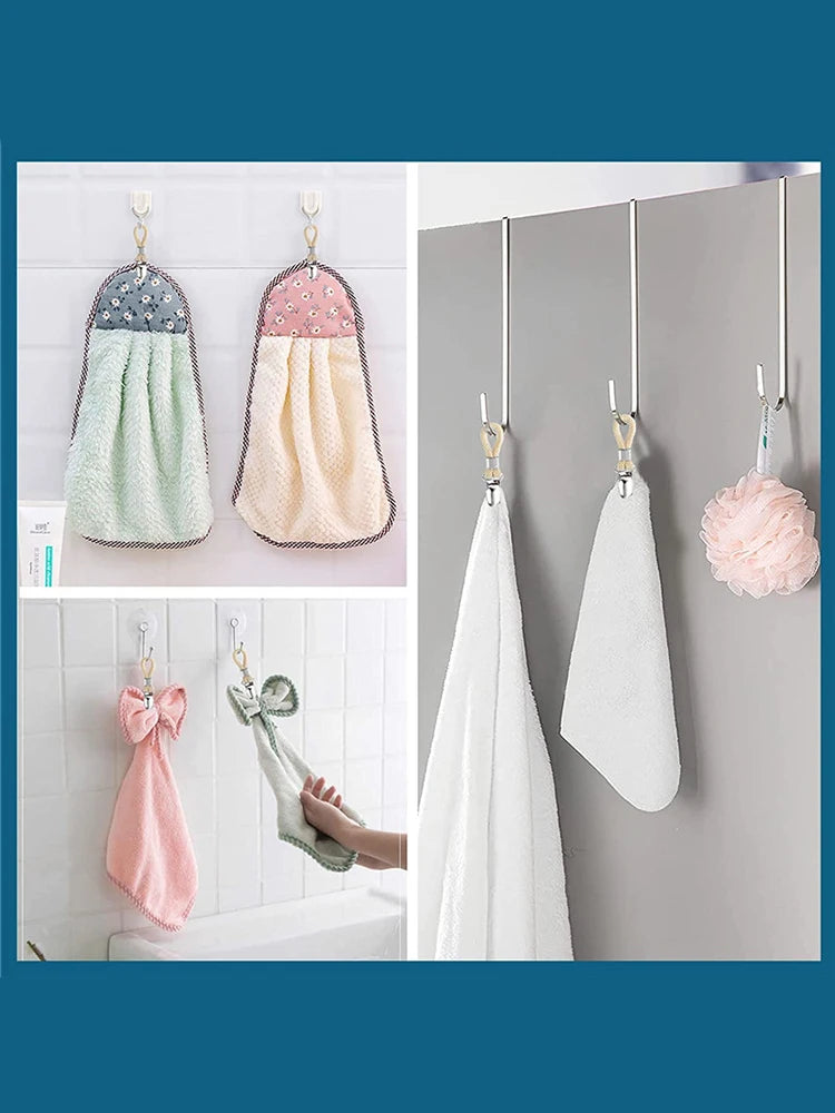 Praktische 4er-Set Handtuchhalter mit Metallhaken und Baumwollschleife
