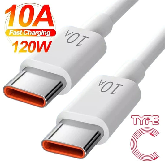 10A Type C To Type C Cable 120W Super Fast Charging Phone Charger USB C Data Cord For Samsung Xiaomi Huawei Quick Charger Cable