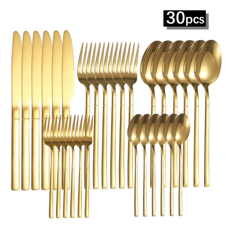 6-30 Teile Edelstahl Besteck Set – scharfe Steakmesser - elegantes Design