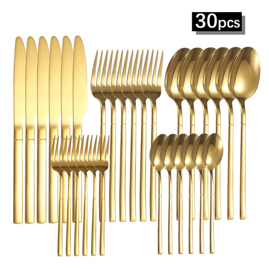 6-30 Teile Edelstahl Besteck Set – scharfe Steakmesser - elegantes Design
