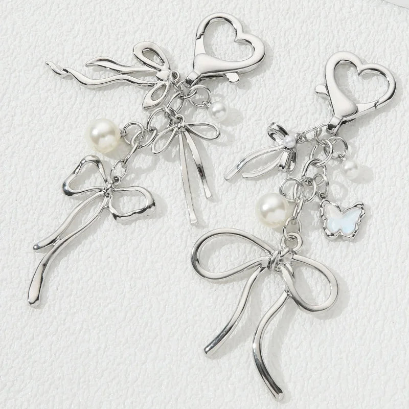 Schmetterling Schlüsselanhänger mit Perle und Emaille für Frauen - Mädchen